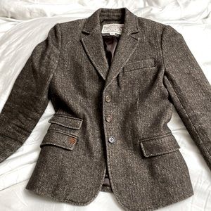 Banana Republic brown herringbone linen/wool blend blazer